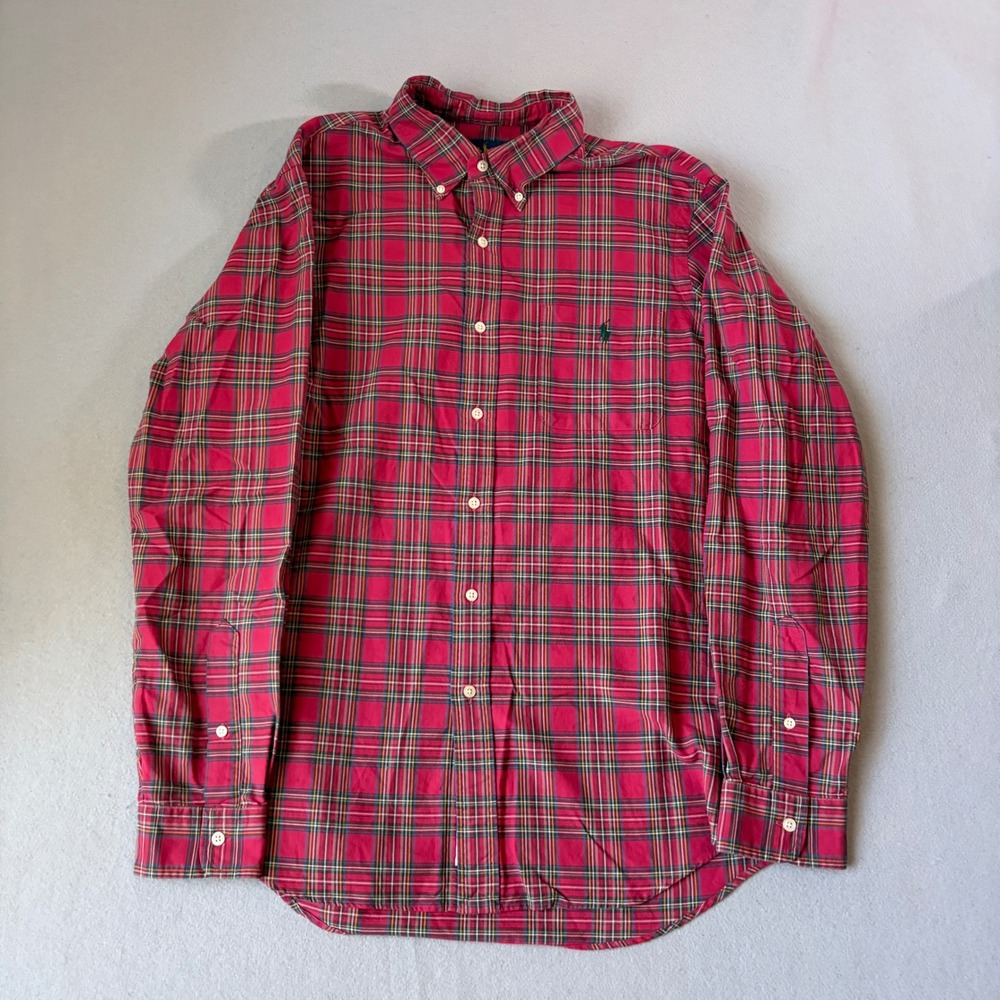Ralph Lauren Mens Large Red Plaid Button Down Shirt 710740325001